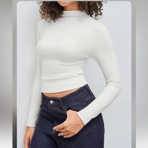 Cider THERMAL COTTON-BLEND STAND COLLAR SOLID LONG SLEEVE TEE M 12-11